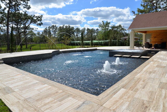 Pool In Orlando Florida With Bar And Infinity Edge Spa Modern Swimming Pool Orlando By American Pools Spas Houzz