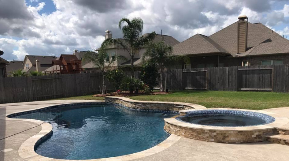 Imagen de piscina natural de estilo americano de tamaño medio tipo riñón en patio trasero con losas de hormigón