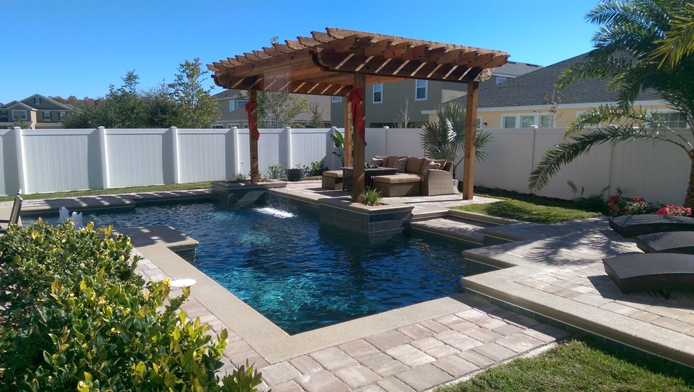 Pool with Pergola and Rain Waterfall - Pool - Orlando - by American ...