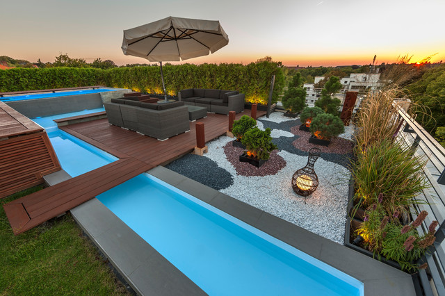 Poolanlage auf dem Dach Piscine Berlin par KÜHNE Pool & Wellness