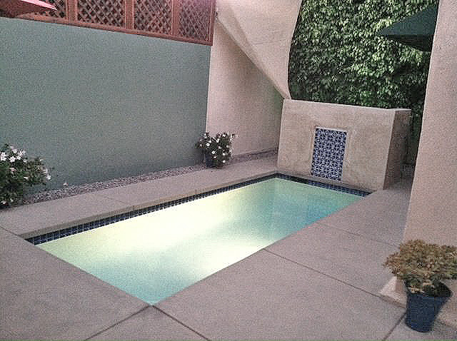Inspiration pour une piscine à débordement traditionnelle sur mesure avec un bain bouillonnant.