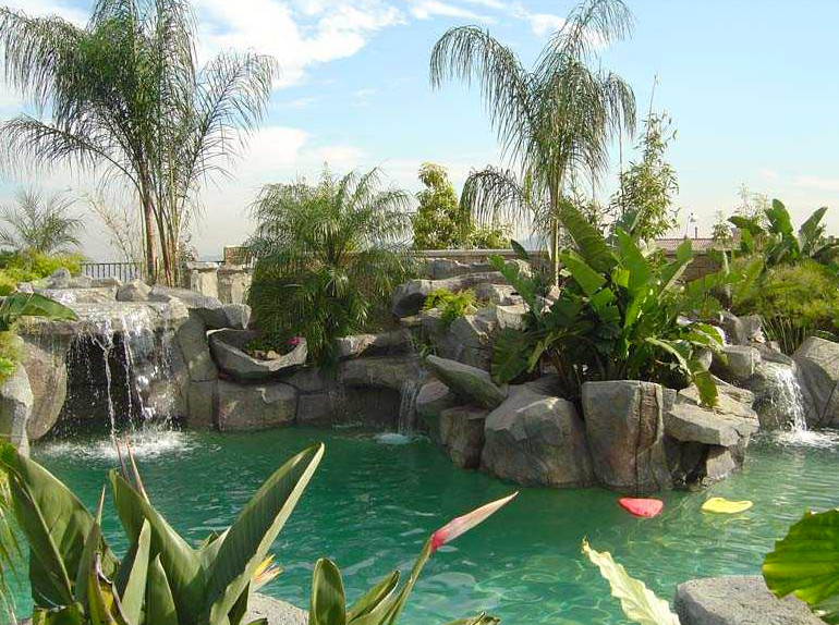 Design ideas for a world-inspired above ground swimming pool in Orange County.