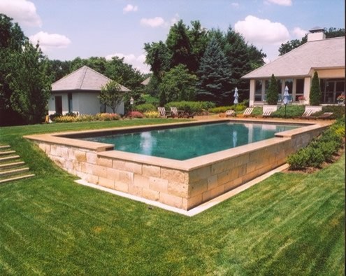 inground pool on slope