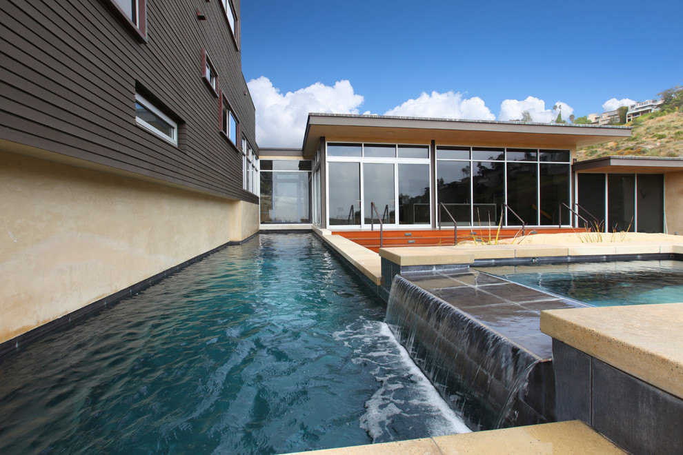 Contemporary lengths swimming pool in Orange County.
