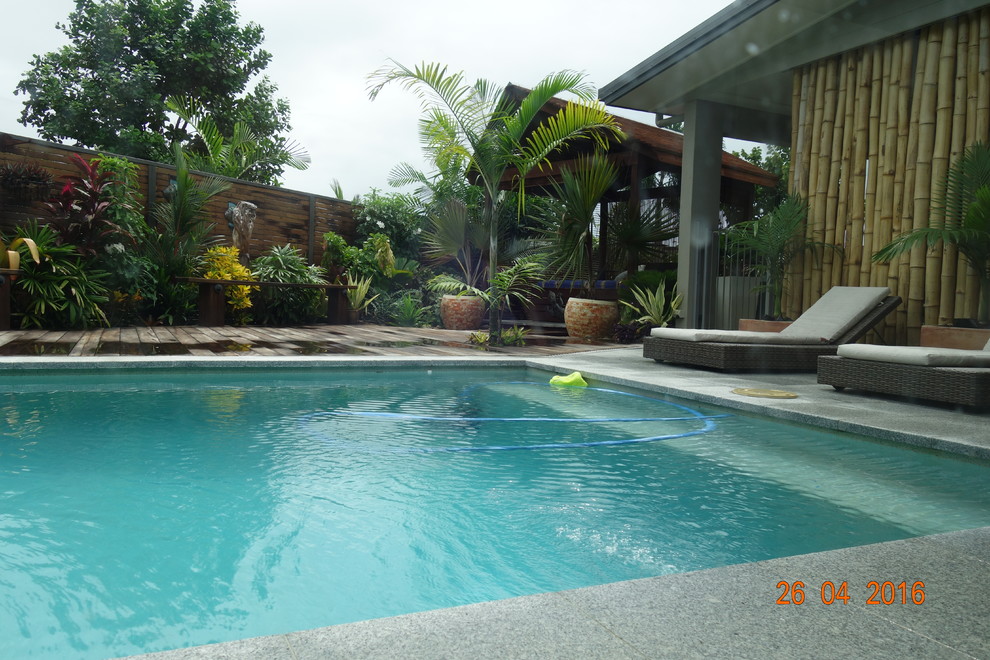 This is an example of a contemporary side swimming pool in Brisbane.