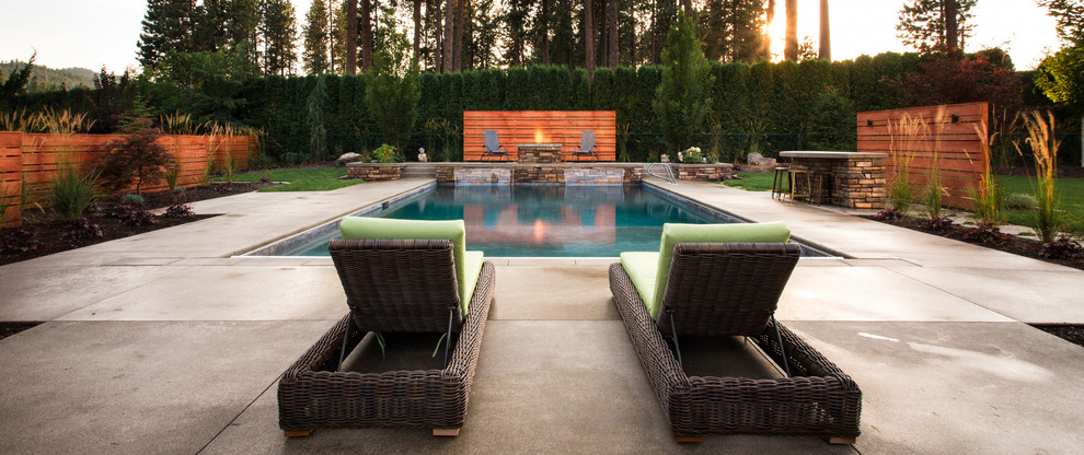 This is an example of a contemporary rectangular swimming pool in Seattle.