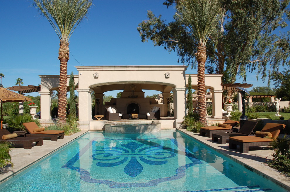 Mediterranean rectangular swimming pool in Phoenix.