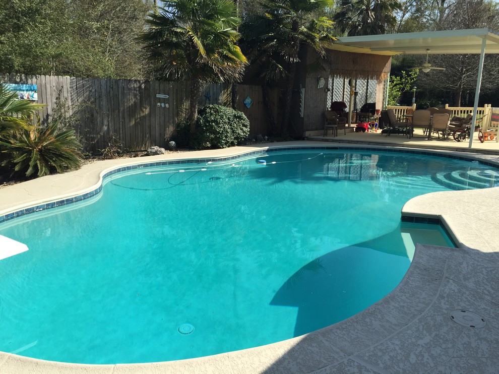 Project Northshore Slidell renovation. Blue tile, Diamond Brite Aqua