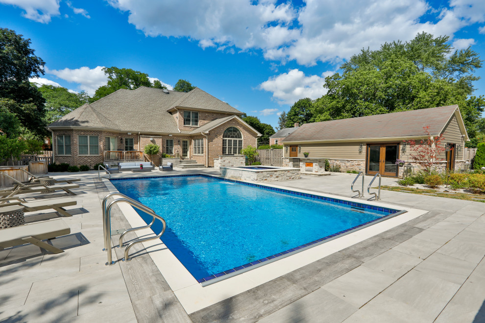 Prospect Heights Outdoor Living Project with Swimming Pool and Hot Tub