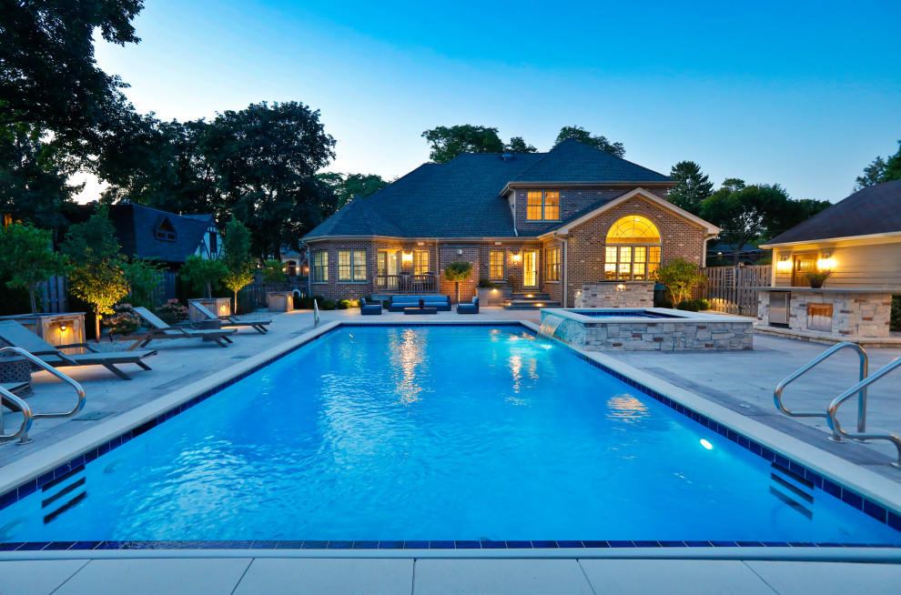 Prospect Heights Outdoor Living Project with Swimming Pool and Hot Tub
