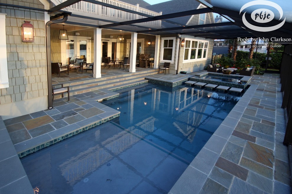 Example of a trendy pool design in Jacksonville