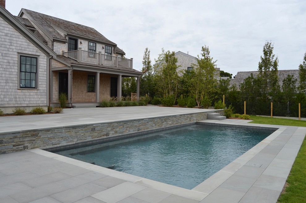 Inspiration for a farmhouse pool remodel in Boston