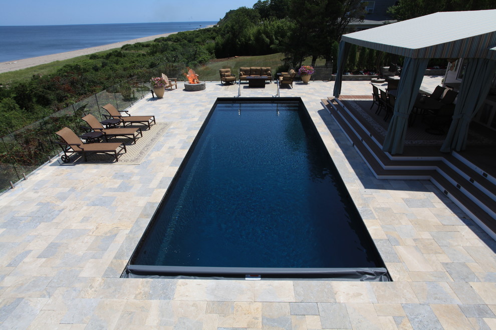 Rectangle Fiberglass Pool and Spa Miller Place Pool New York by