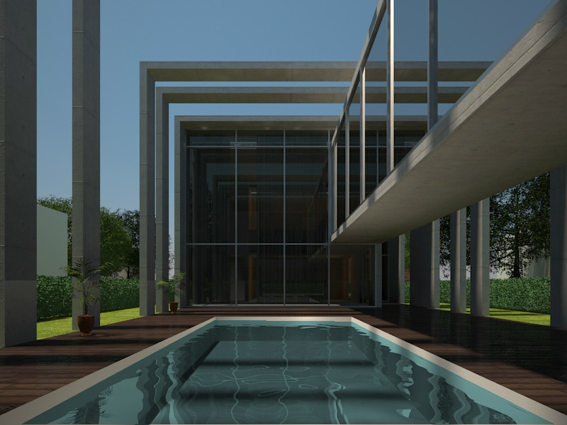 На фото: спортивный, прямоугольный бассейн среднего размера на внутреннем дворе в современном стиле с домиком у бассейна и настилом
