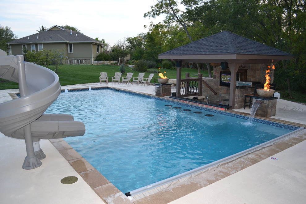 Rectangular Pool: Sunken Kitchen Area - Contemporary - Swimming Pool ...