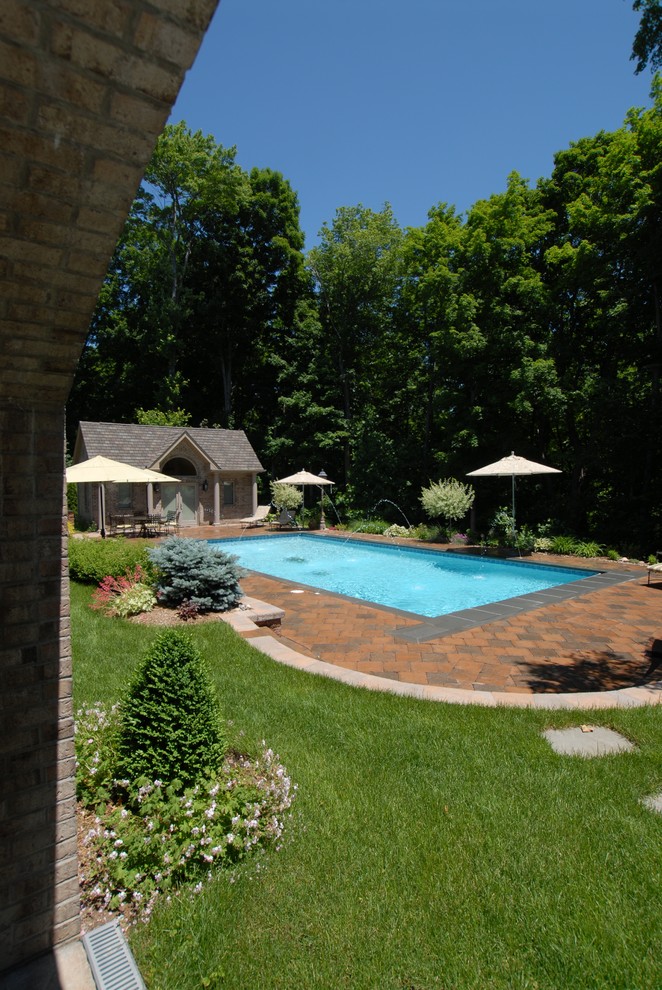 Rectangular Pool With Deck Jets And Pool House - Pool - New York - By B ...