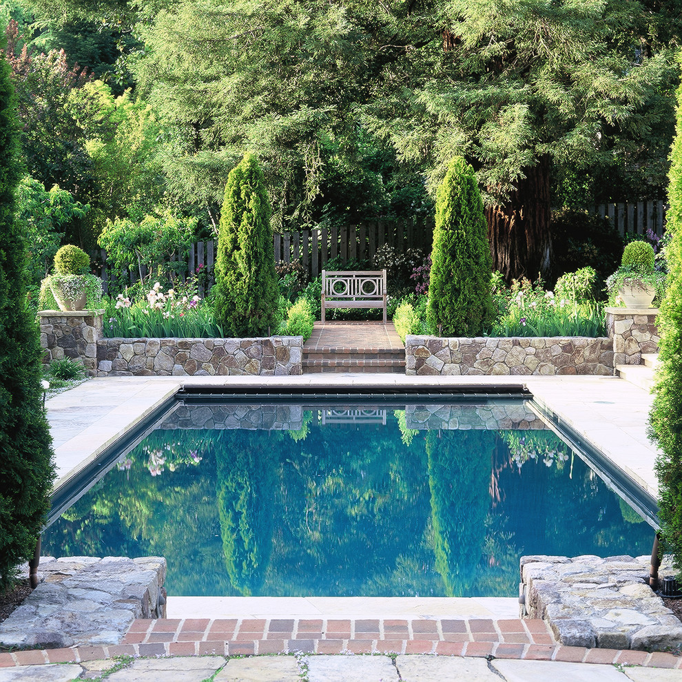 Design ideas for a traditional rectangular swimming pool in San Francisco.