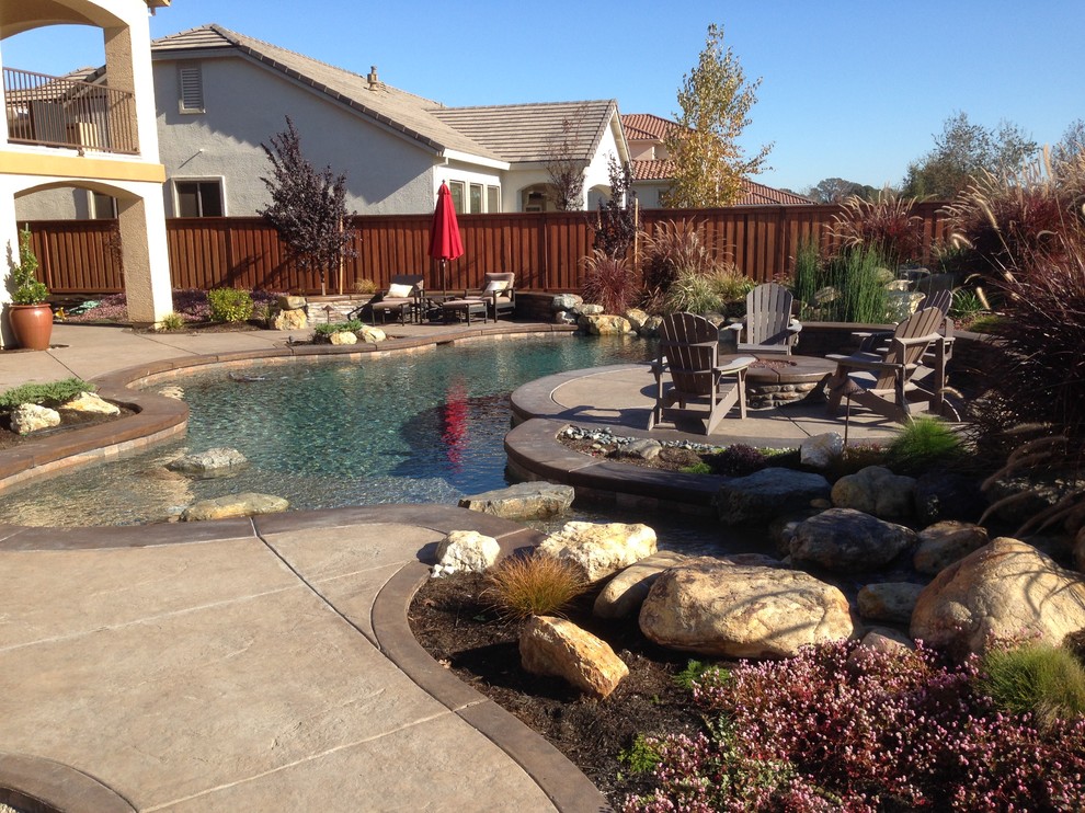 This is an example of a rustic swimming pool in Sacramento.