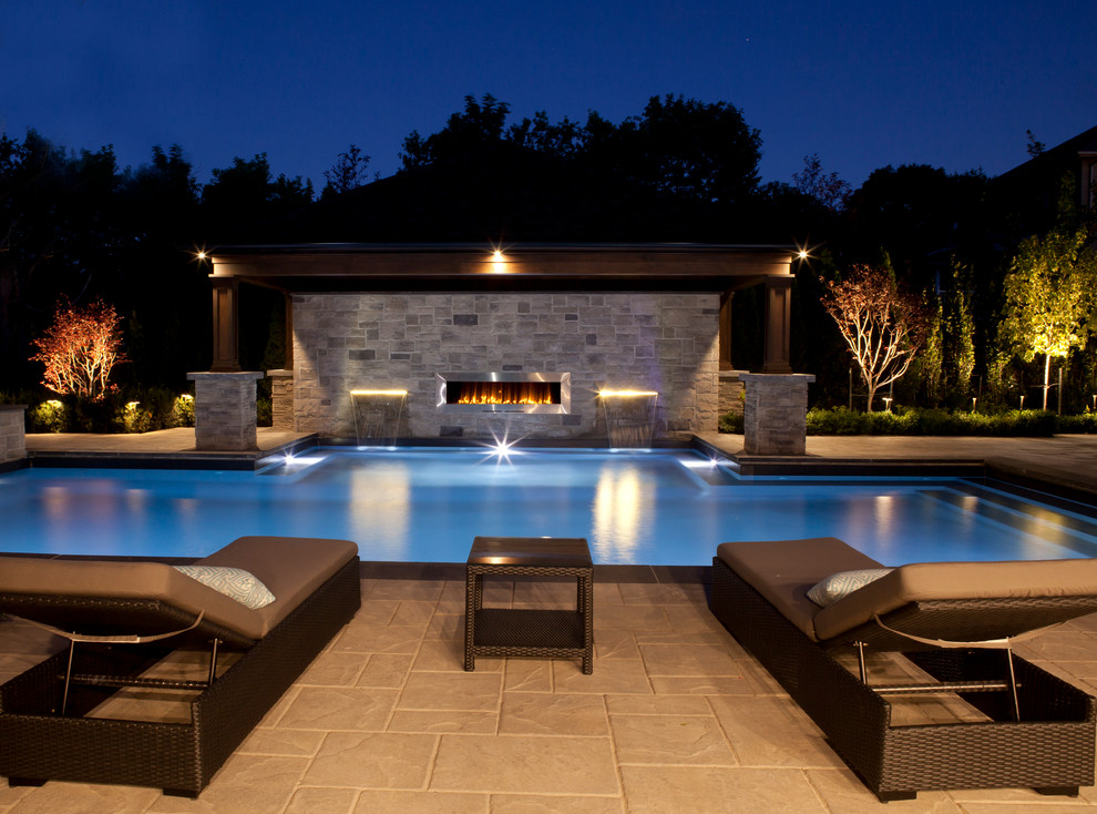 Relaxed Backyard Resort Modern Pool Toronto by AquaSpa Pools