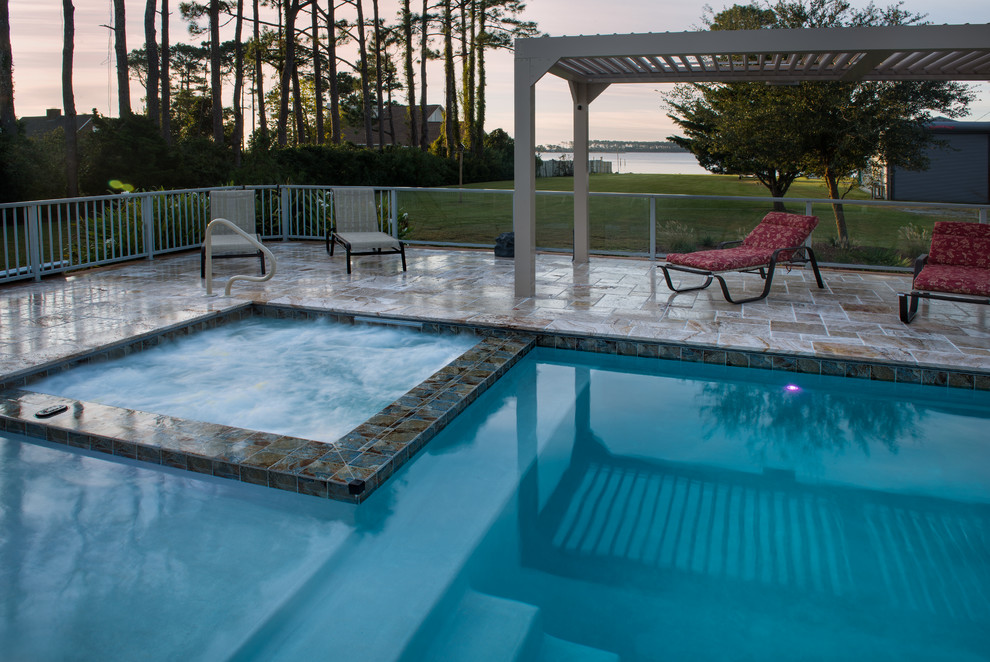 Renovation from a Fiberglass to a Concrete Contemporary Pool