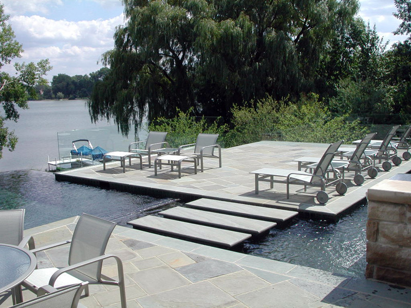 Inspiration for a large modern pool remodel in Detroit