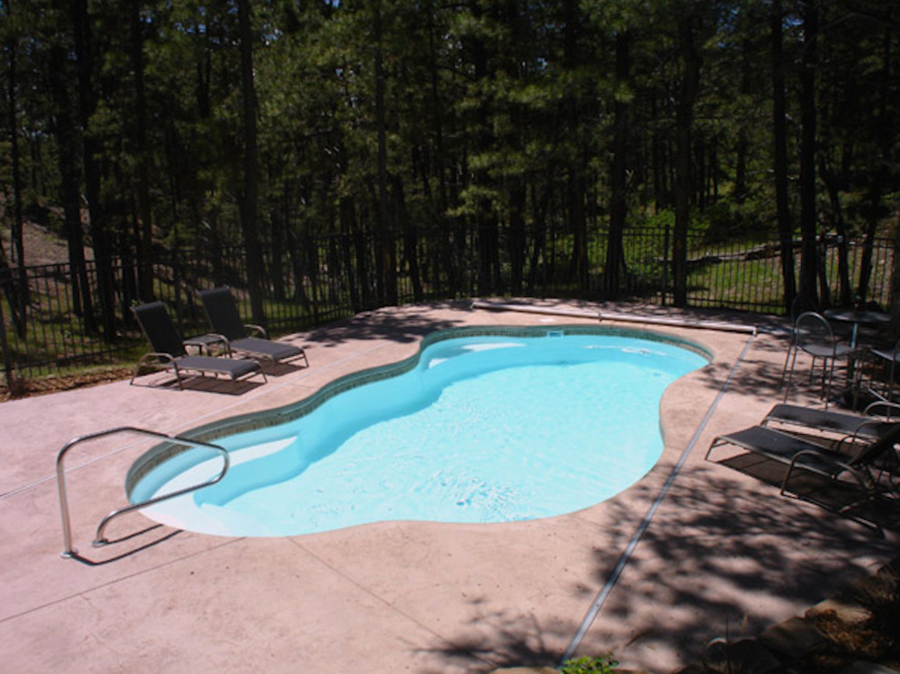 Foto de piscina grande a medida en patio trasero