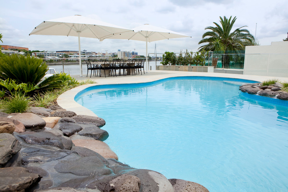 Example of an island style pool design in Brisbane