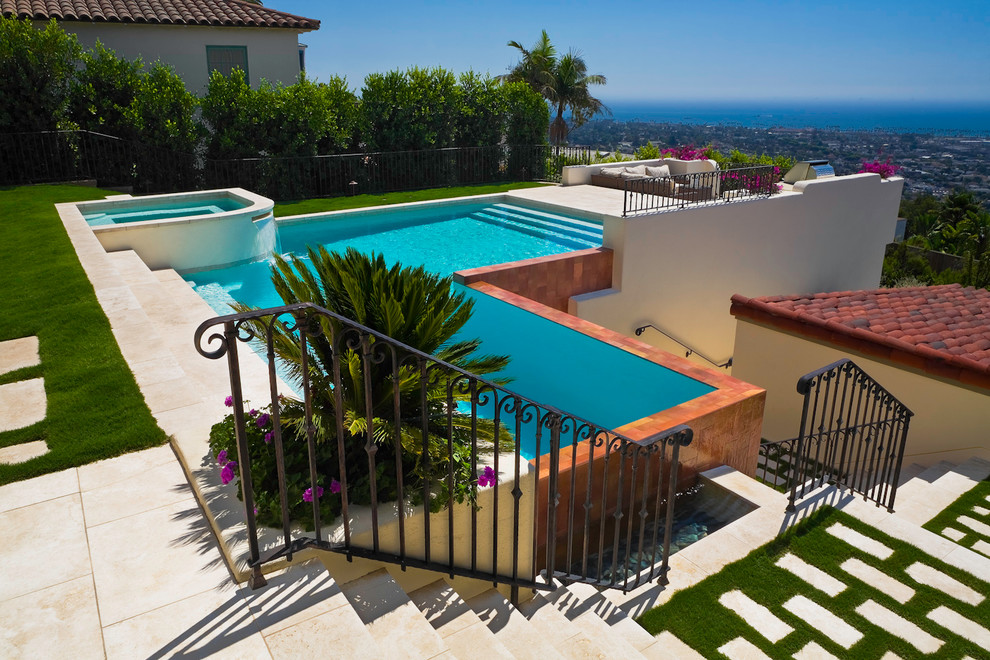 Inspiration for a mediterranean custom-shaped pool remodel in Santa Barbara