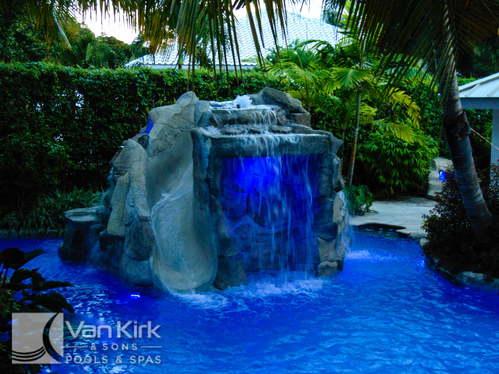 Rock Waterfall For Extreme Resort Lagoon In Deerfield Beach Florida Tropical Pool Miami