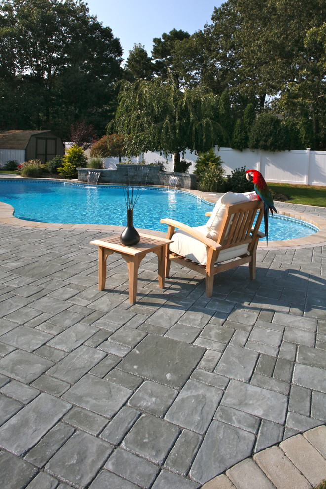Ronkonkoma, NY Patio, Pool, Waterfall Contemporary Pool New York