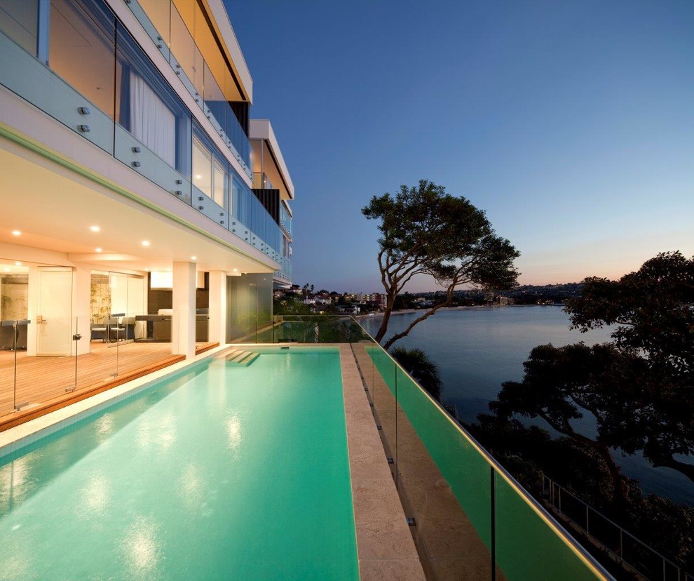 Design ideas for a modern rectangular swimming pool in Sydney.