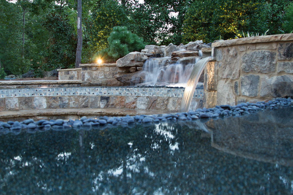 Rustic Pool with Incredible Sunken Patio & Fire Pit - Rustic - Pool ...