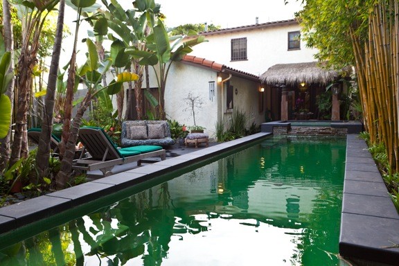 Example of an eclectic pool design in Los Angeles