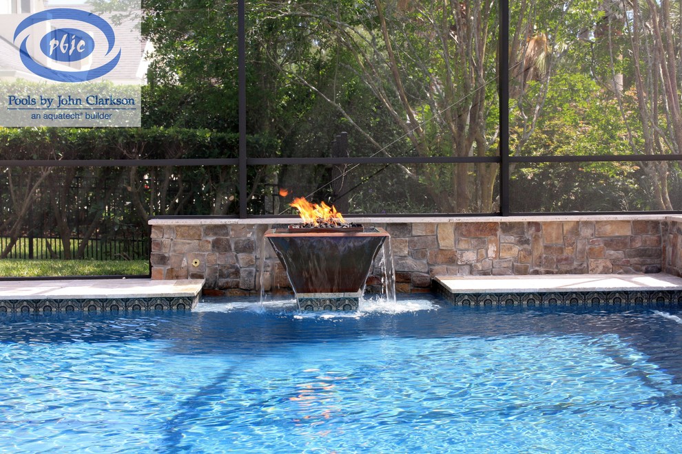 Sawgrass Pool with Fire & Water Bowl Contemporary Pool