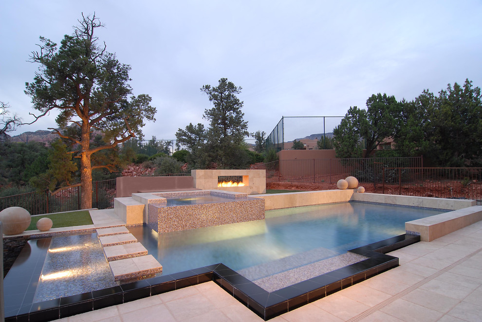 Sedona Vanishing Edge Glass Tile Pool Spa Contemporary Pool