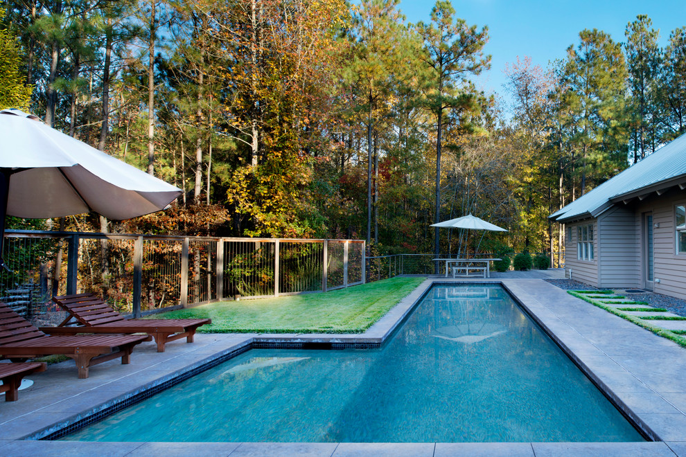Inspiration for a contemporary lap pool remodel in Atlanta