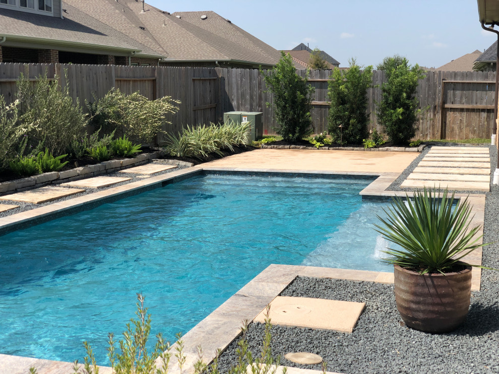 Pool - modern backyard pool idea in Houston