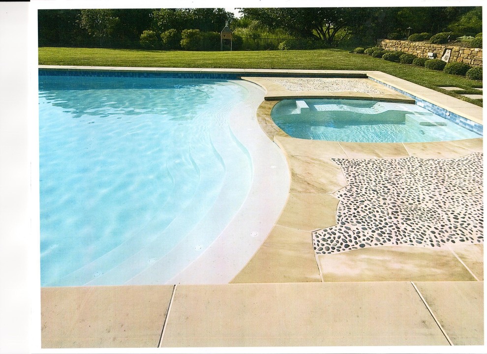 Идея дизайна: спортивный, прямоугольный бассейн среднего размера на заднем дворе в современном стиле с фонтаном и мощением тротуарной плиткой