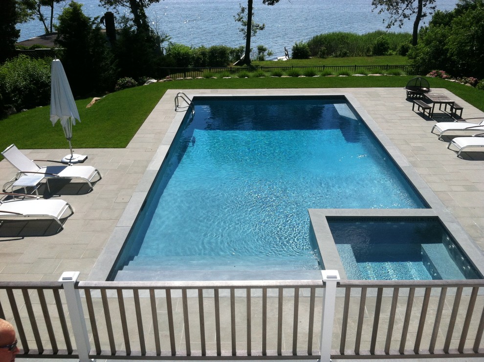 Inspiration for a timeless pool remodel in New York