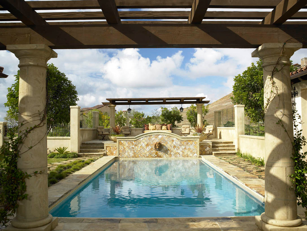 Inspiration for a mediterranean rectangular swimming pool in San Diego.