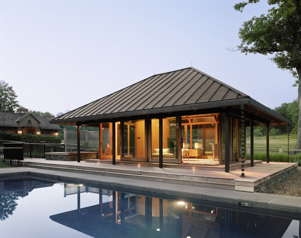 Cette photo montre un Abris de piscine et pool houses nature rectangle.