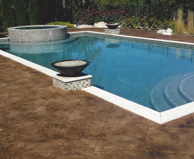 Stamped Concrete Driveway Overlay Contemporáneo Piscina St Louis de Decorative