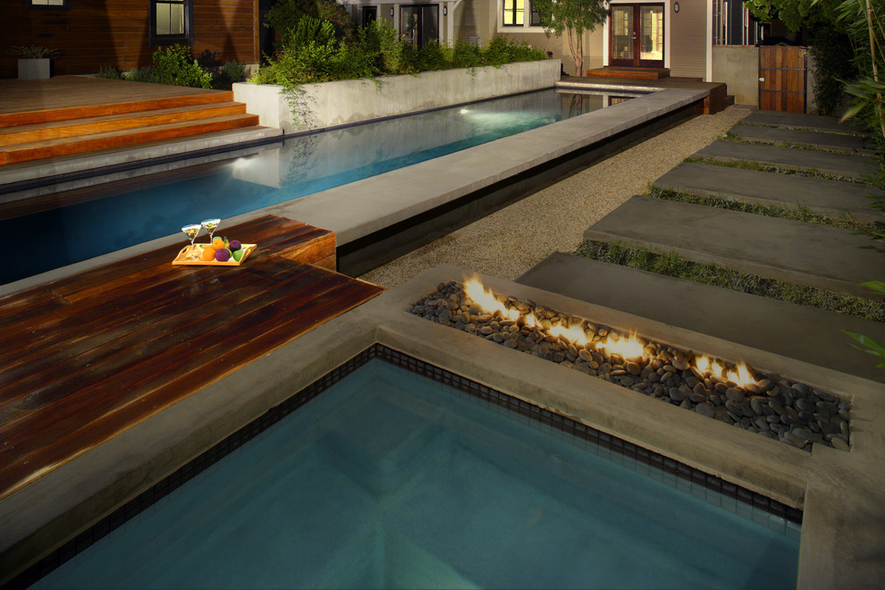 Inspiration for a contemporary lap pool remodel in Los Angeles