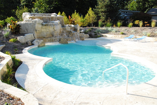 Steps Sun Shelves Swim Outs Traditional Swimming Pool And Hot Tub Cedar Rapids By Pool