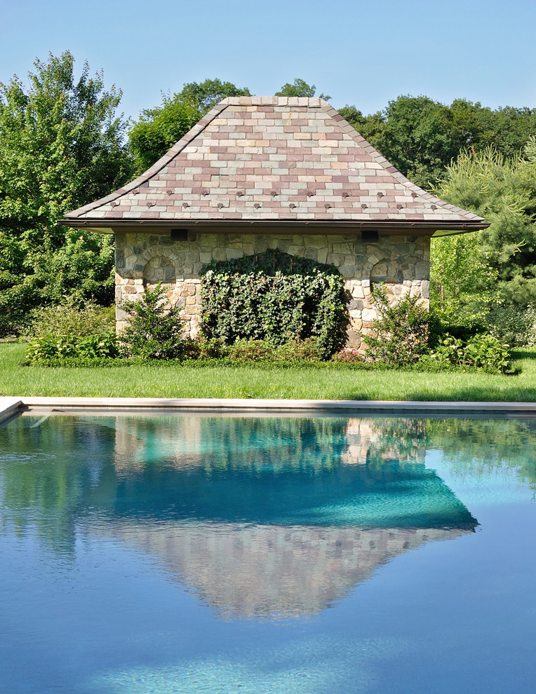 Stone Pool House & Pergola - Craftsman - Pool - New York - by Lancor ...