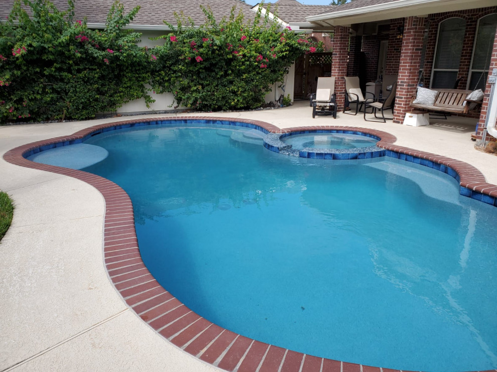 Stone Porch Lane Pool Remodel, Replaster & Retile Traditional Pool