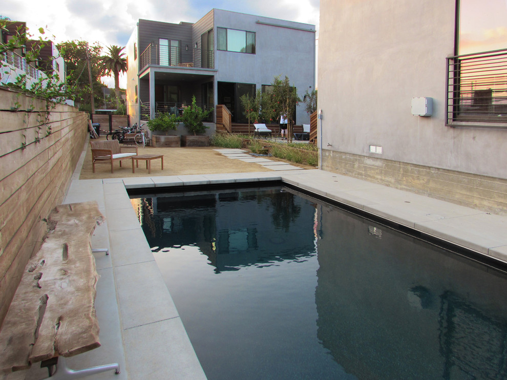 Hot tub - mid-sized contemporary backyard concrete and rectangular lap hot tub idea in Los Angeles
