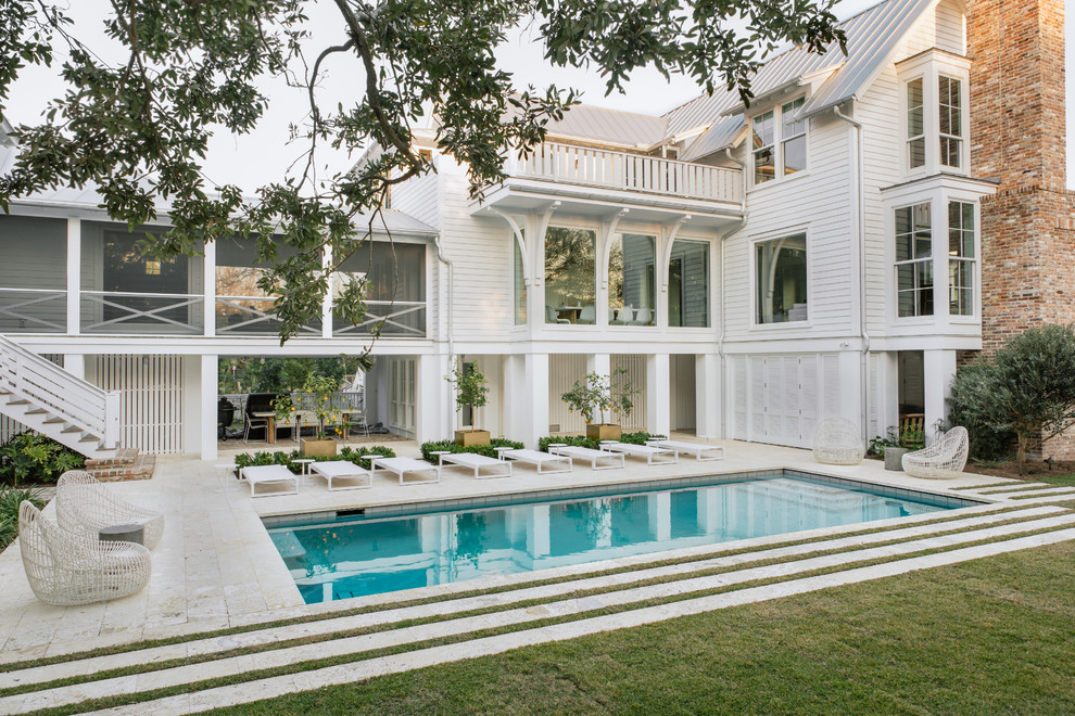 Inspiration for a coastal back rectangular swimming pool in Charleston.