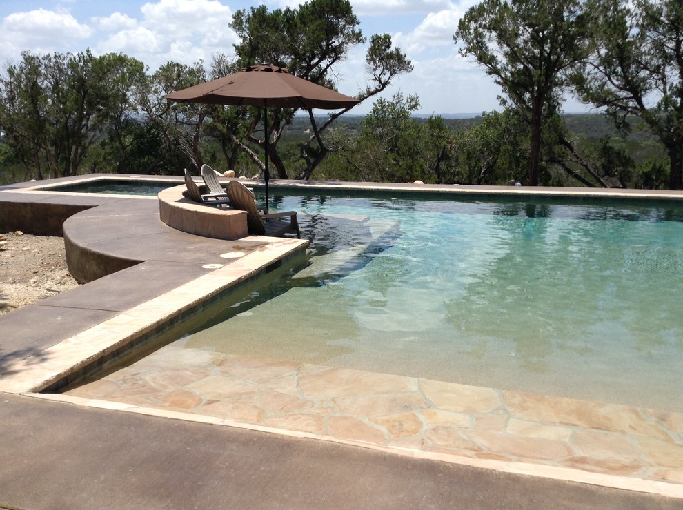 rectangle pool with beach entry