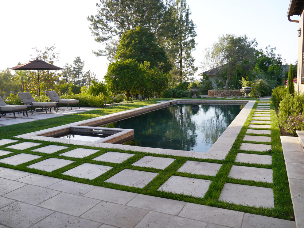 This is an example of a mediterranean rectangular swimming pool in San Diego.